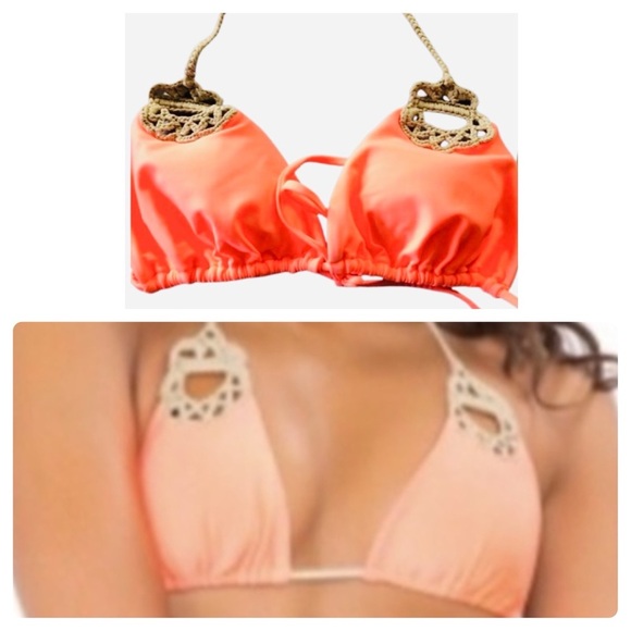 Luli Fama Miami Bright Orange  Corazon Loco Bikini Top - Picture 1 of 8
